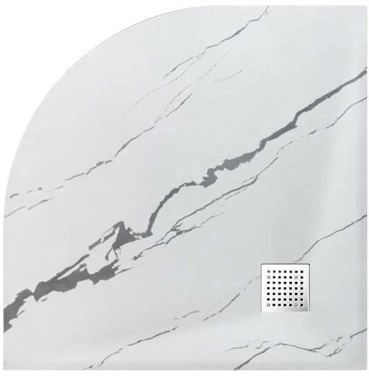 Pusapvalis dušo padėklas Besco Vexo Marble, 90 x 90 cm