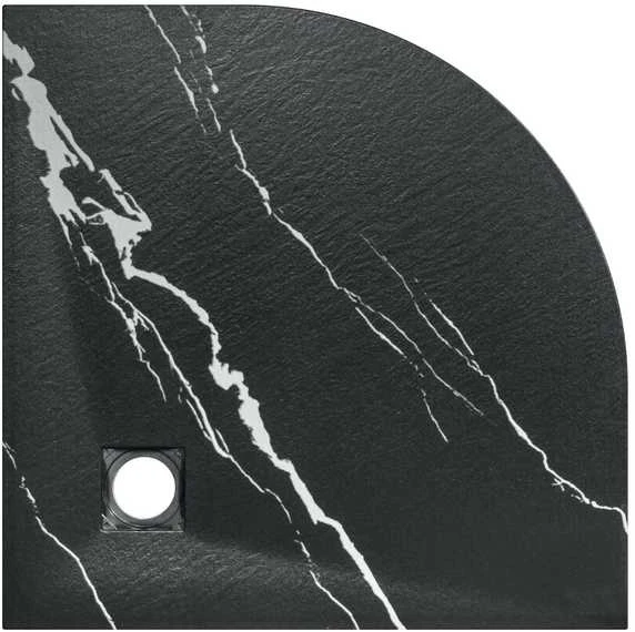 Pusapvalis dušo padėklas Besco Vexo Marble Juodas, 90 x 90 cm