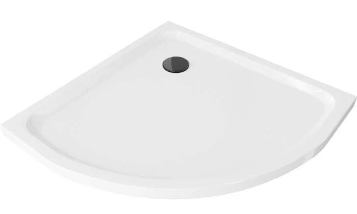 Pusapvalis dušo padėklas Mexen Flat Slim su sifonu, Baltas+Juodas, 100 x 100 cm