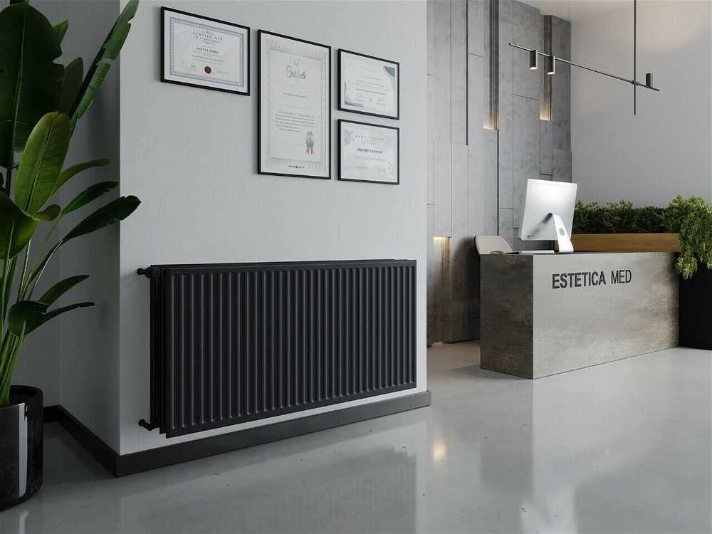 Radiatorius Mexen CH30 Hygiene, 400 x 400 mm, 438 W, pajungimas iš šono, antracitas