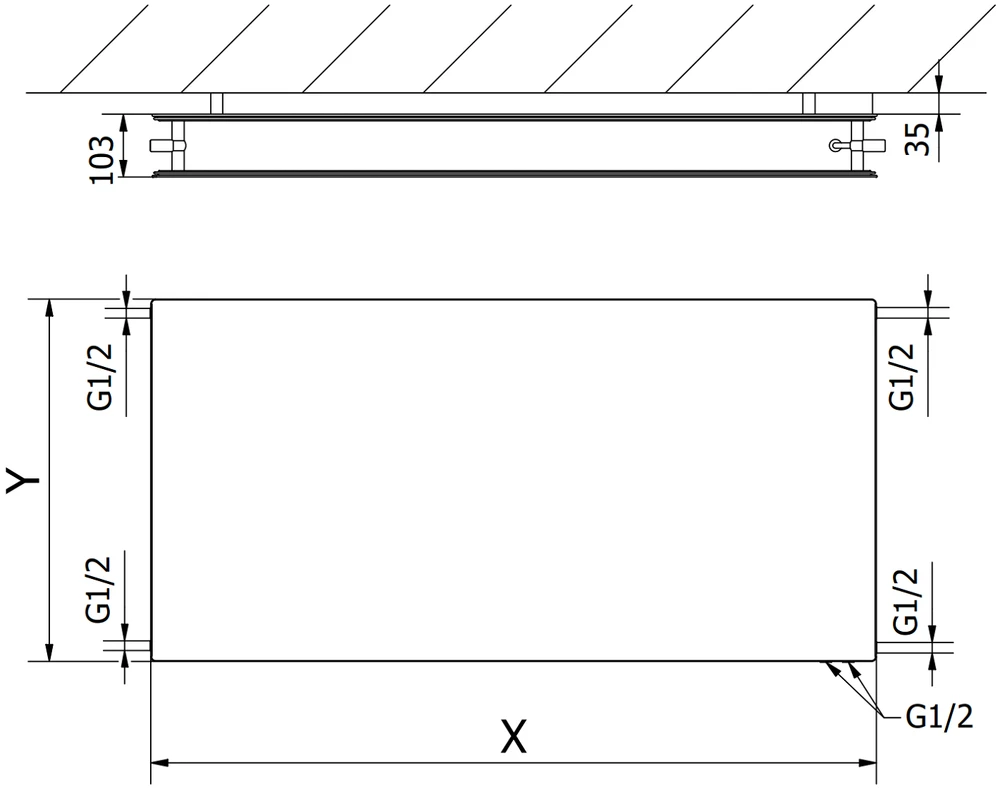 Radiatorius Mexen CVHF20 Hygiene Flat, 600 x 500 mm, 502 W, apatinio pajungimo, antracitas