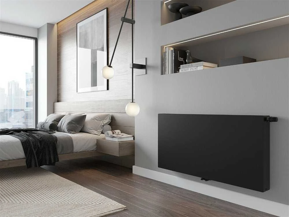 Radiatorius Mexen Flat CCF22, 500 x 900 mm, 1228 W, pajungimas iš apačios per vidurį, juodas