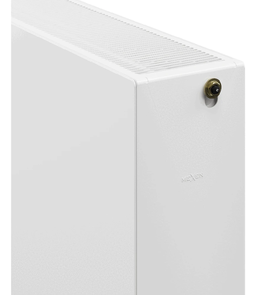 Radiatorius Mexen Flat CCF33, 600 x 600 mm, 1320 W, pajungimas iš apačios per vidurį, baltas