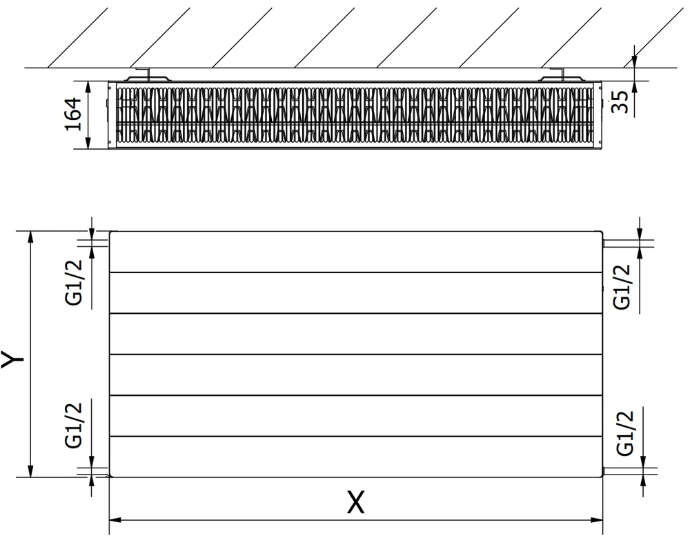 Radiatorius Mexen Line CL33, 300 x 700 mm, 868 W, šoninio pajungimo, baltas