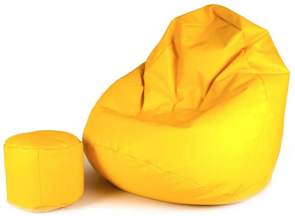 Sėdmaišis su pufu Mega Comfort XXL, dirbtinė oda, geltonas