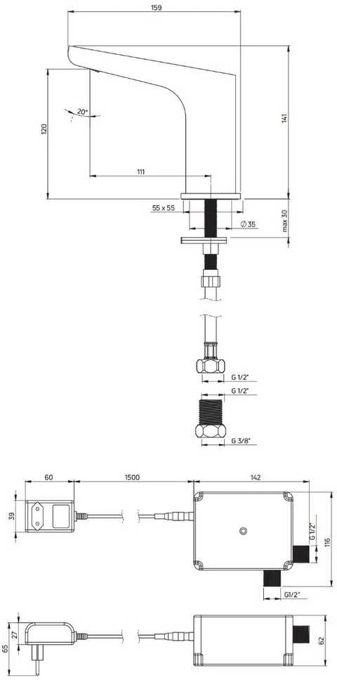 Sensorinis maišytuvas Deante Hiacynt BQH_028V, Chrome (230/6V)