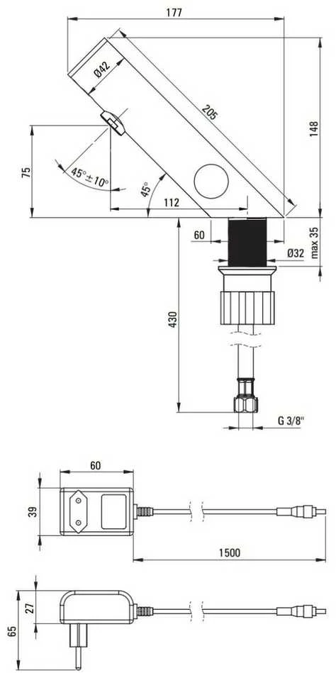 Sensorinis maišytuvas Deante Sense BQR_N29V, Nero (230/6V)