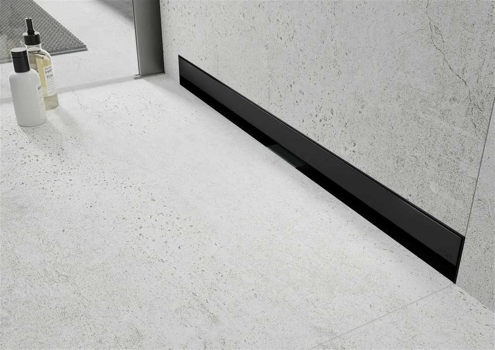 Sieninis dušo latakas Mexen Flat Wall 2in1, Juodas, 110 cm