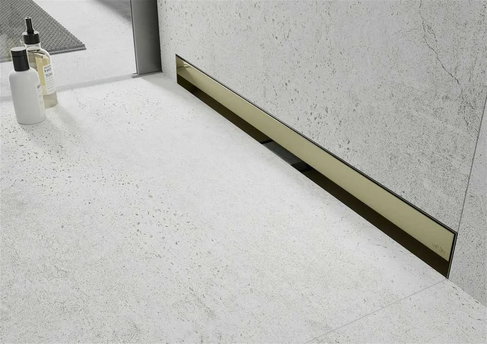 Sieninis dušo latakas Mexen Flat Wall 2in1, Gold, 100 cm
