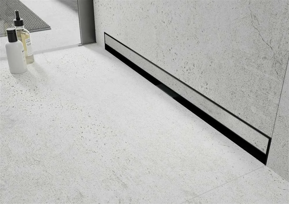 Sieninis dušo latakas Mexen Flat Wall 2in1, Juodas, 90 cm