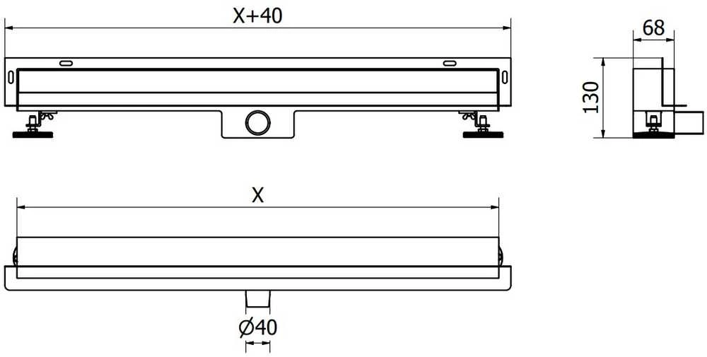 Sieninis dušo latakas Mexen Flat Wall 2in1, Chrome, 50 cm