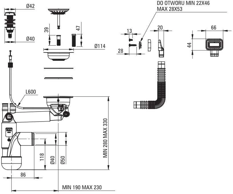 Sifonas plautuvėms Deante Space-Saver Lux ZXY_9911, Plienas