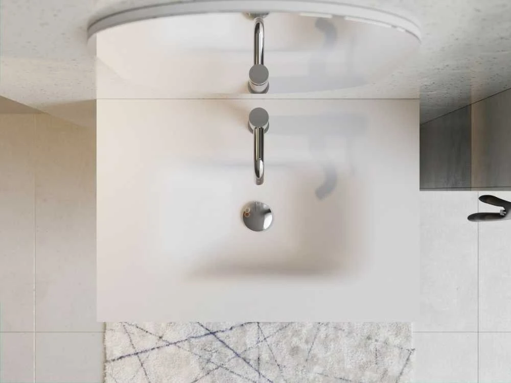 Spintelė Besco Akya Classic 66 cm su praustuvu ir klik-klak, Baltas glossy/Baltas matt+Chrome
