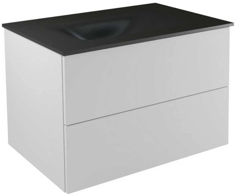 Spintelė Besco Akya Classic 66 cm su praustuvu ir klik-klak, Baltas glossy/Gun metal+Chrome
