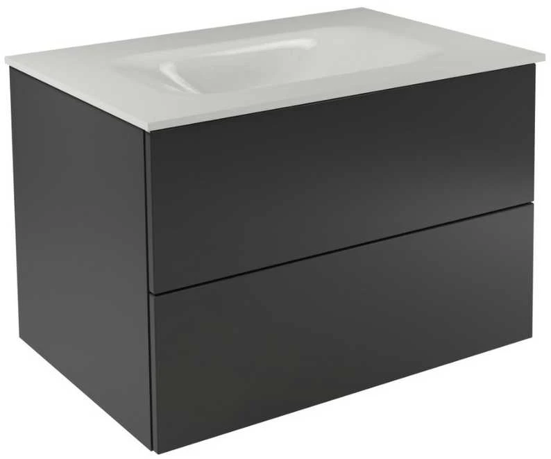 Spintelė Besco Akya Classic 66 cm su praustuvu ir klik-klak, Gun Metal glossy/Baltas glossy+Juodas matt