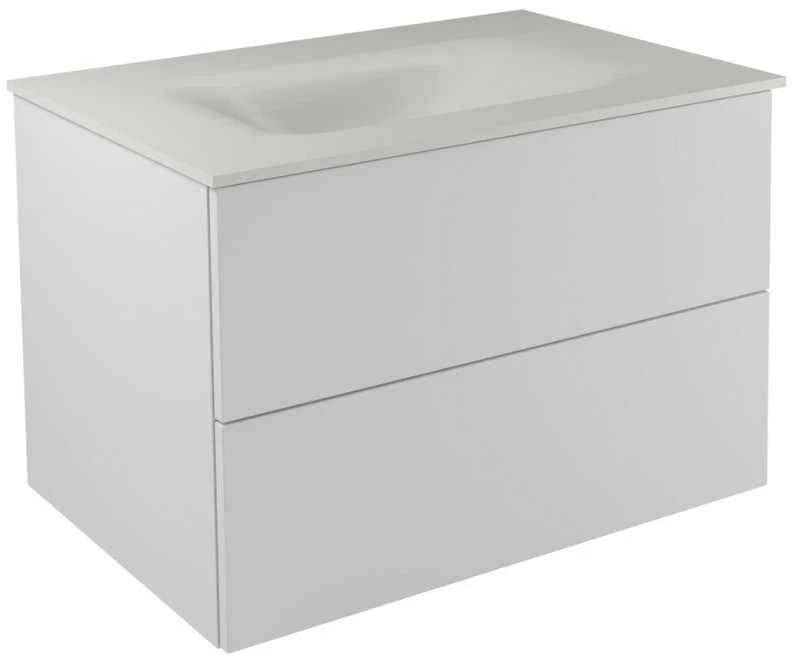 Spintelė Besco Akya Classic 66 cm su praustuvu ir klik-klak, Baltas glossy/Baltas matt+Baltas