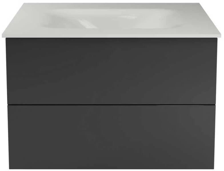 Spintelė Besco Akya Classic 66 cm su praustuvu ir klik-klak, Gun Metal glossy/Baltas glossy+Juodas matt