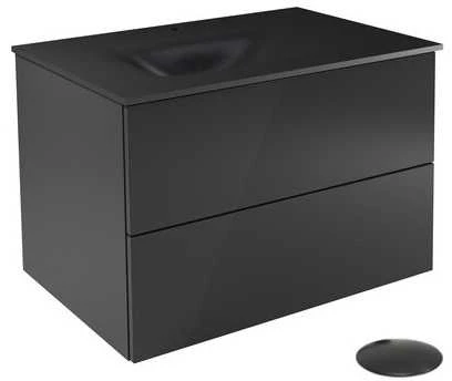 Spintelė Besco Akya Classic 76 cm su praustuvu ir klik-klak, Gun Metal glossy/Gun metal+Juodas matt
