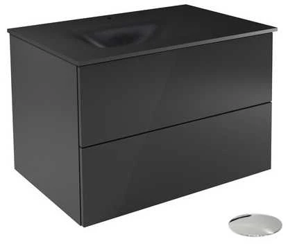 Spintelė Besco Akya Classic 76 cm su praustuvu ir klik-klak, Gun Metal glossy/Gun metal+Chrome
