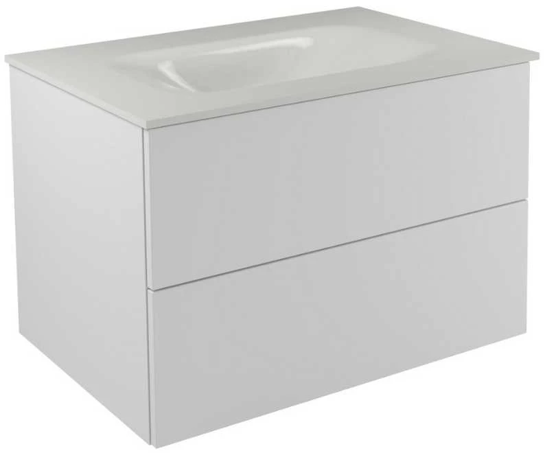 Spintelė Besco Akya Classic 76 cm su praustuvu ir klik-klak, Baltas glossy/Baltas glossy+Chrome