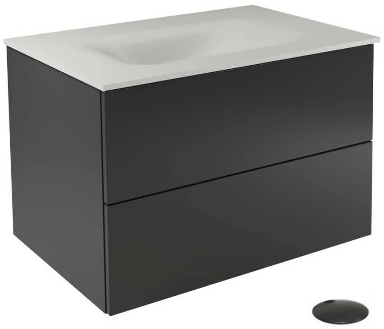 Spintelė Besco Akya Classic 76 cm su praustuvu ir klik-klak, Gun Metal glossy/Baltas matt+Juodas matt