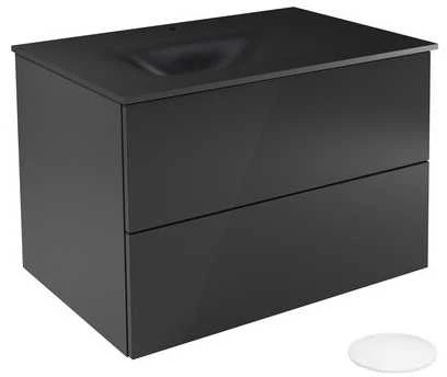 Spintelė Besco Akya Classic 76 cm su praustuvu ir klik-klak, Gun Metal glossy/Gun metal+Baltas