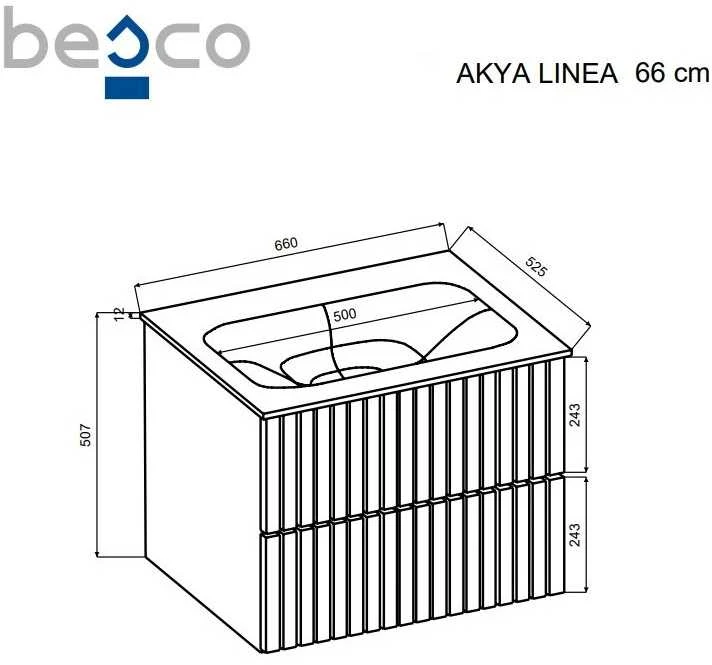 Spintelė Besco Akya Linea 66 cm su praustuvu ir klik-klak, Gun Metal matt/Baltas matt+Juodas matt
