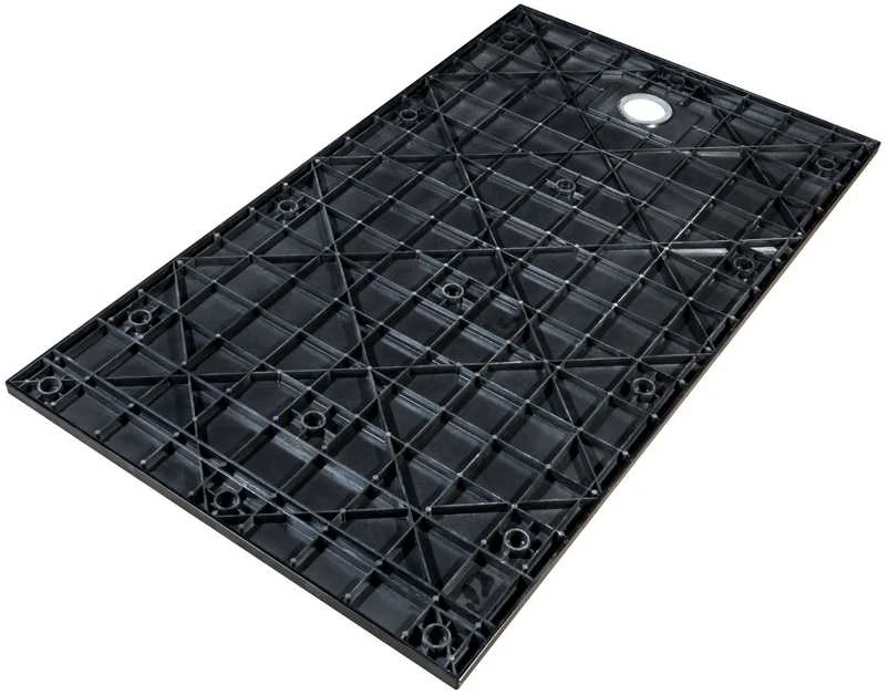 Stačiakampis dušo padėklas Besco Vexo Marble Juodas, 160 x 90 cm