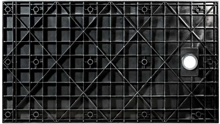 Stačiakampis dušo padėklas Besco Vexo Marble Juodas, 140 x 90 cm