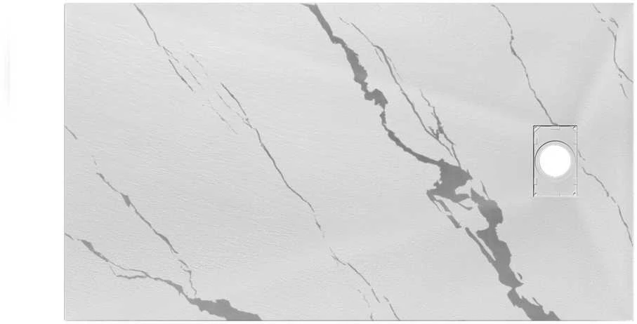 Stačiakampis dušo padėklas Besco Vexo Marble, 120 x 90 cm