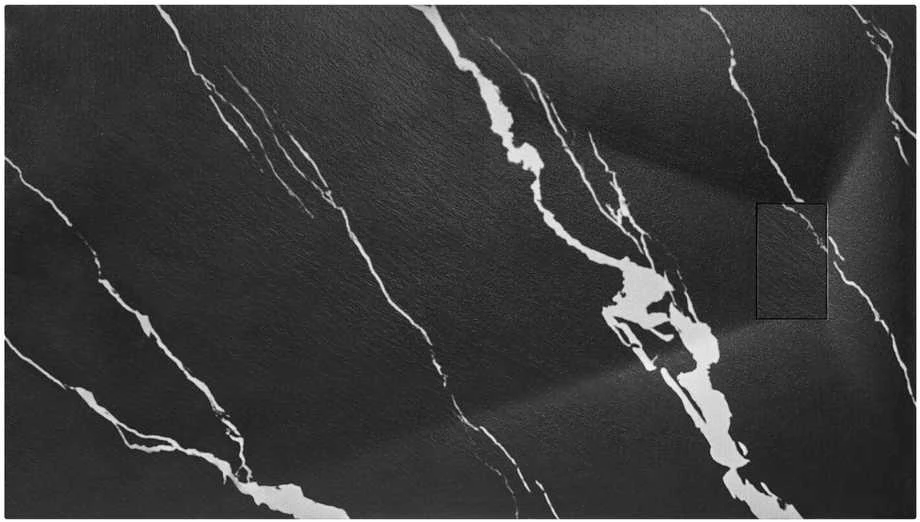 Stačiakampis dušo padėklas Besco Vexo Marble Juodas, 140 x 90 cm