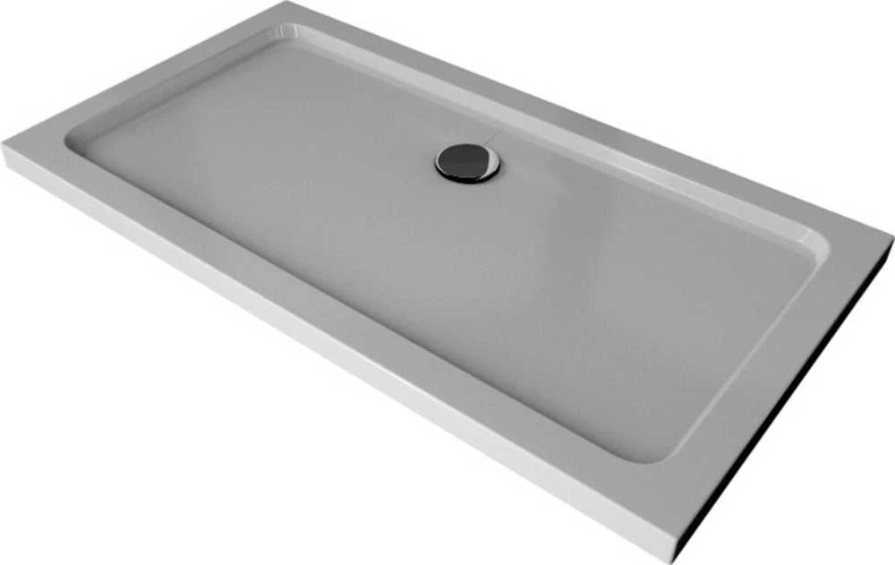 Stačiakampis dušo padėklas Mexen Flat Slim su sifonu, Baltas+Chrome, 130 x 70 cm
