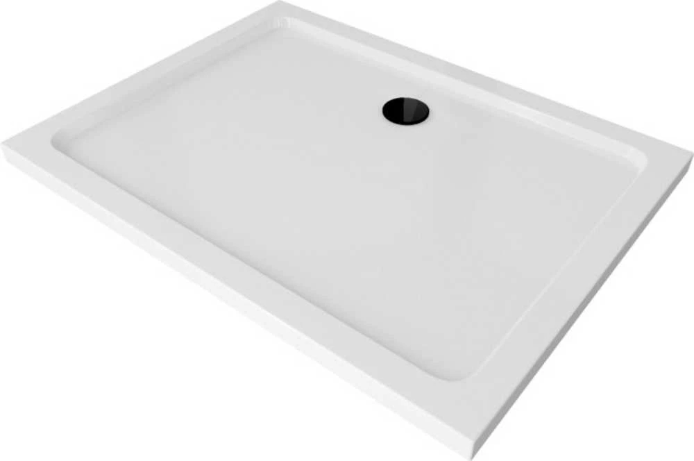 Stačiakampis dušo padėklas Mexen Flat Slim su sifonu, Baltas+Juodas, 110x80 cm