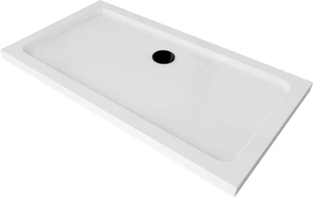 Stačiakampis dušo padėklas Mexen Flat Slim su sifonu, Baltas+Juodas, 130 x 70 cm