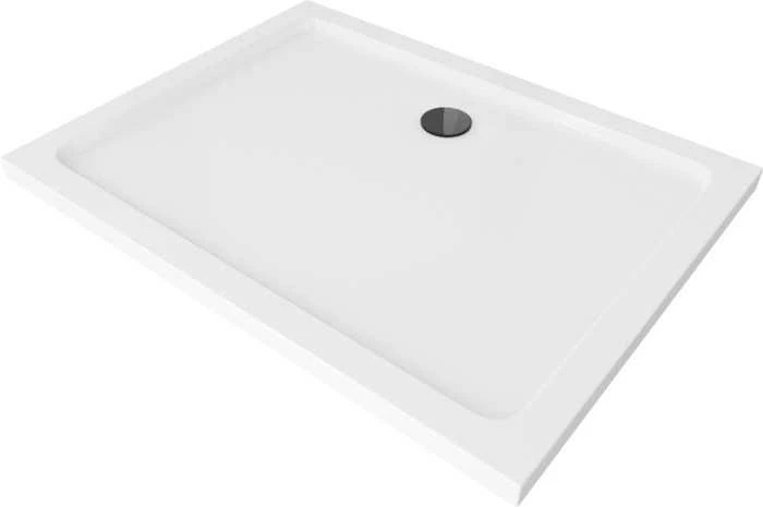 Stačiakampis dušo padėklas Mexen Flat Slim su sifonu, Baltas+Juodas, 140x90 cm
