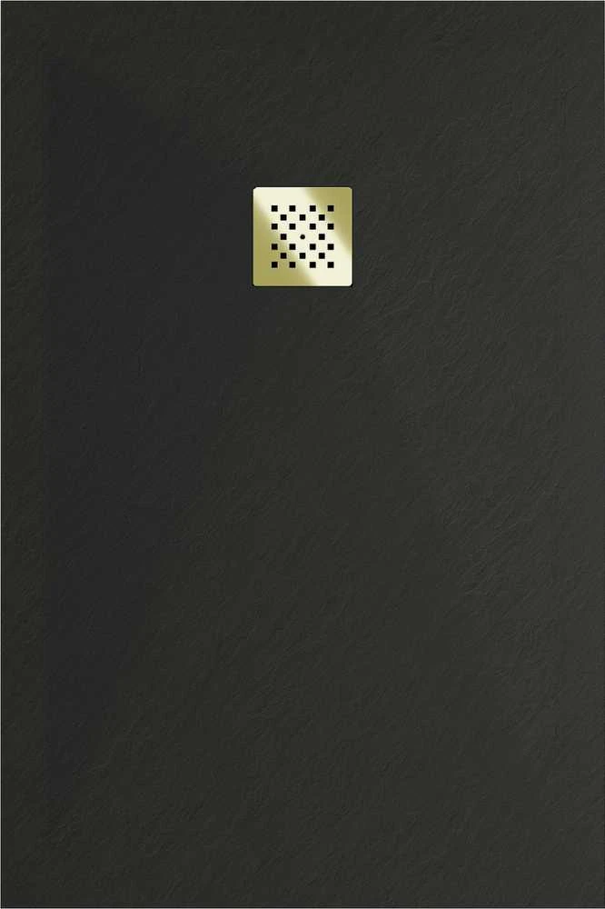 Stačiakampis dušo padėklas Mexen Stone+ su sifonu, 120 x 80 cm, Juodas+Gold