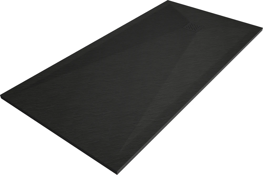 Stačiakampis dušo padėklas Mexen Stone+ su sifonu, 180 x 90 cm, Juodas+Juodas
