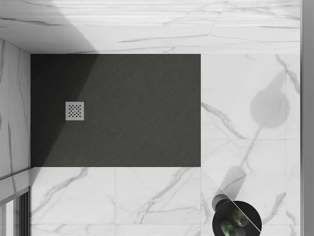 Stačiakampis dušo padėklas Mexen Stone+ su sifonu, Anthracite, 160x80 cm