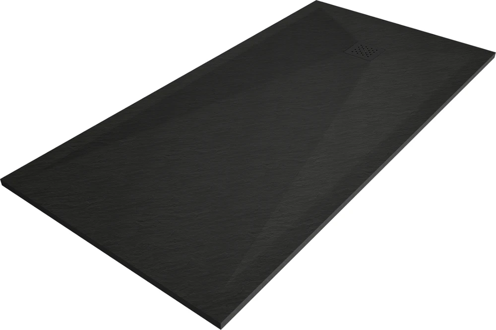 Stačiakampis dušo padėklas Mexen Stone+ su sifonu, 200 x 80 cm, Juodas+Juodas