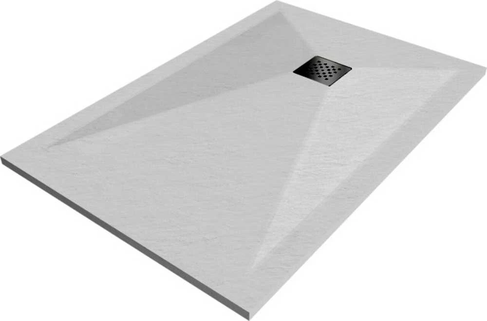 Stačiakampis dušo padėklas Mexen Stone+ su sifonu, Baltas, 120x70 cm