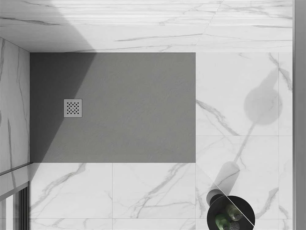 Stačiakampis dušo padėklas Mexen Stone+ su sifonu, Pilkas, 180x70 cm