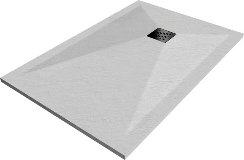 Stačiakampis dušo padėklas Mexen Stone+ su sifonu, Baltas, 130x70 cm