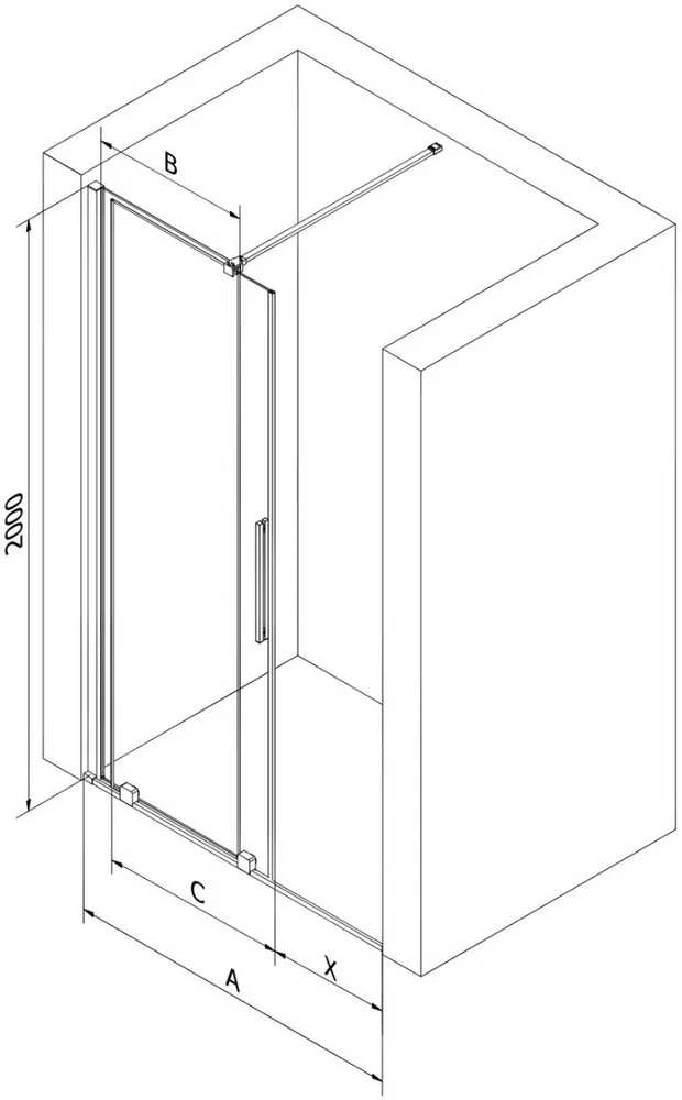 Stumdomos dušo durys Mexen Velar, Baltas, 140 cm