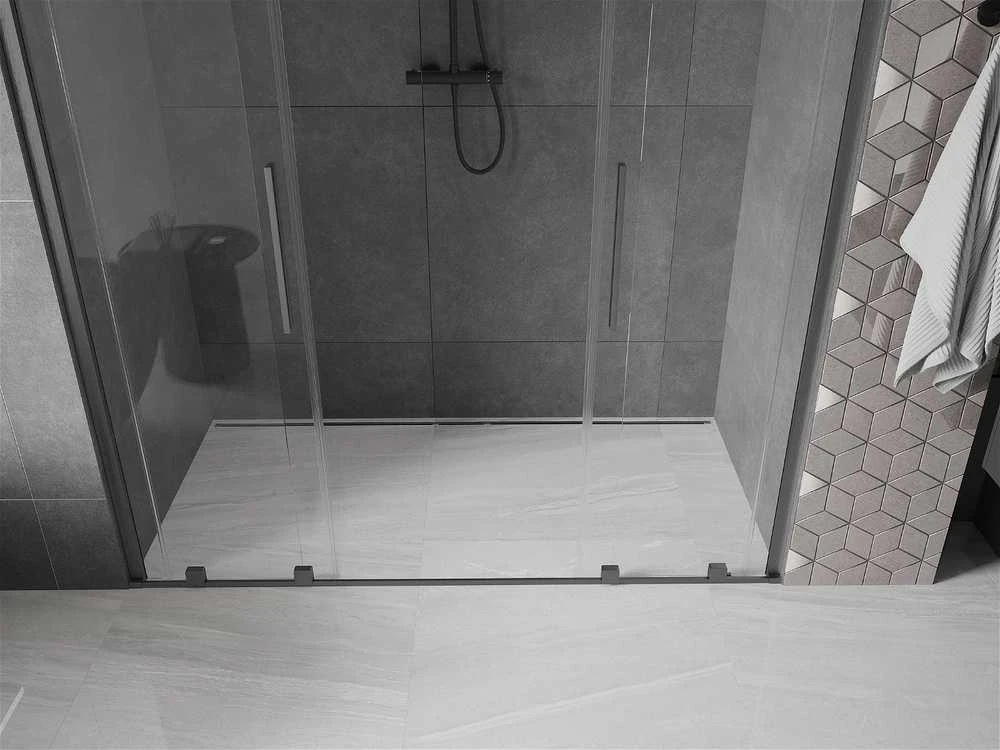 Stumdomos dušo durys Mexen Velar DUO, Brushed gun pilka, 200 cm