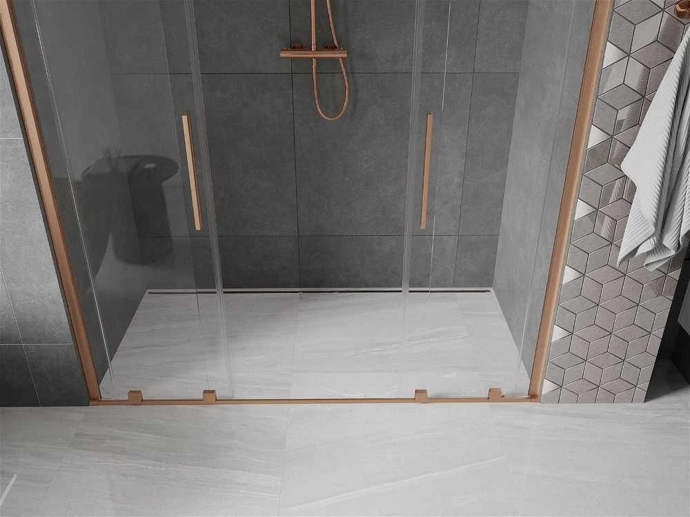 Stumdomos dušo durys Mexen Velar DUO, Brushed copper, 200 cm