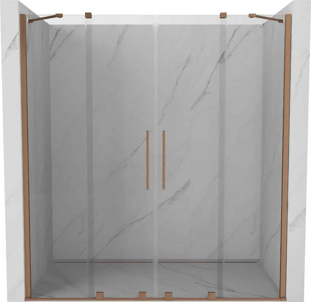 Stumdomos dušo durys Mexen Velar DUO, Brushed copper, 200 cm