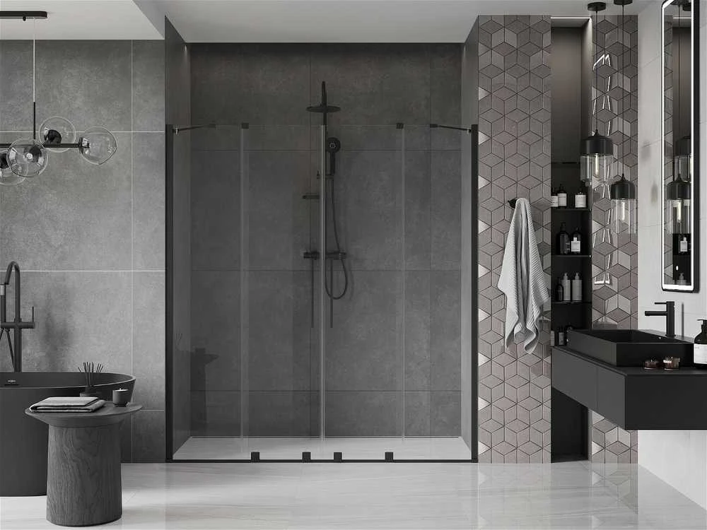 Stumdomos dušo durys Mexen Velar DUO, Juodas, 200 cm