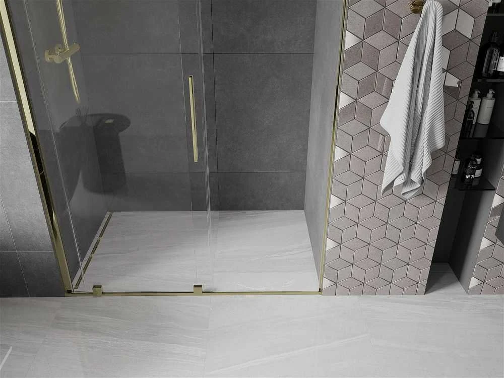 Stumdomos dušo durys Mexen Velar, Gold, 140 cm