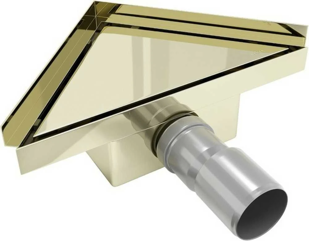 Trikampis dušo latakas Mexen Flat, Gold, 20 x 20 cm