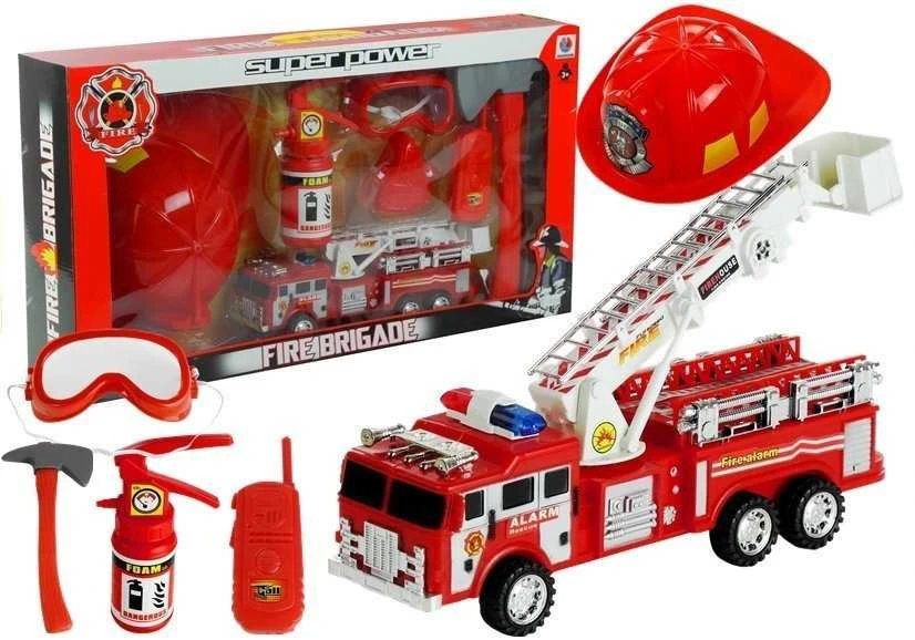 Lean Toys Ugniagesių rinkinys ugniagesių šalmo gesintuvas